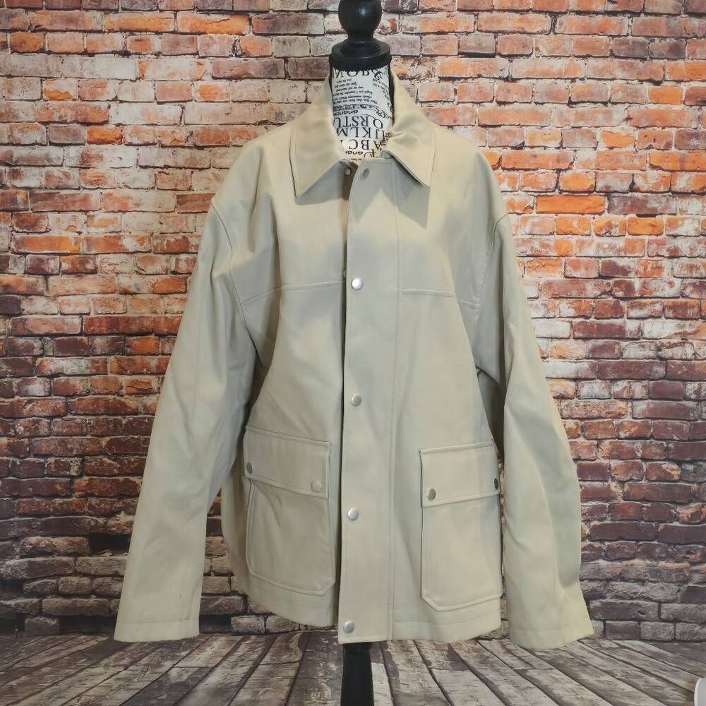 Zara Men Heavy Duty Beige Canvas Jacket Size XL 44 MSRP $130